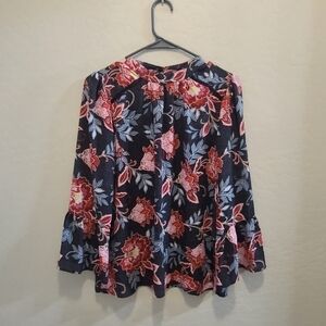 Loft floral long bell sleeve top NWT